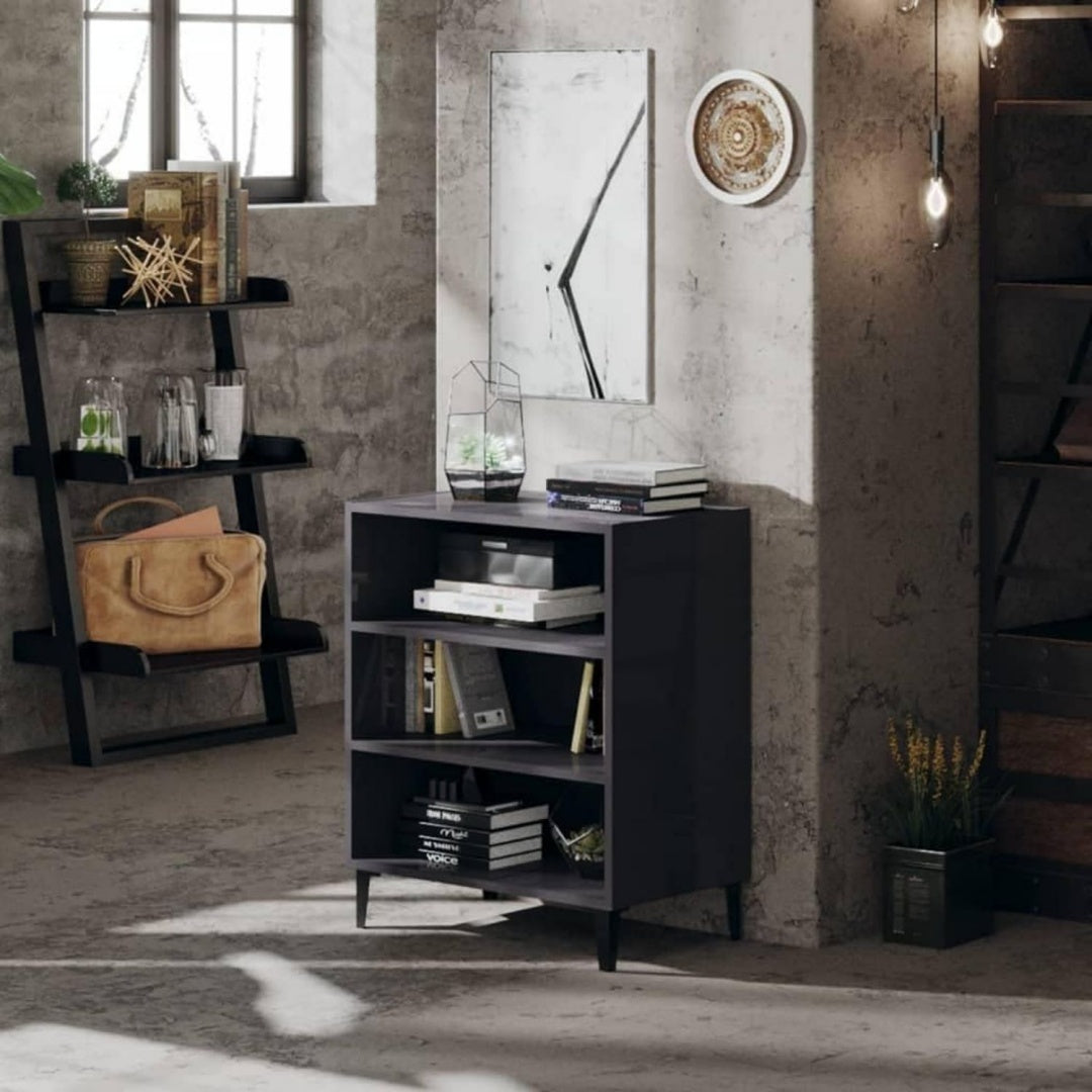 Armadio Home Giardino Credenza Grigio Lucido 57x35x70 cm Legno Ingegnerizzato 57x35x70 cm