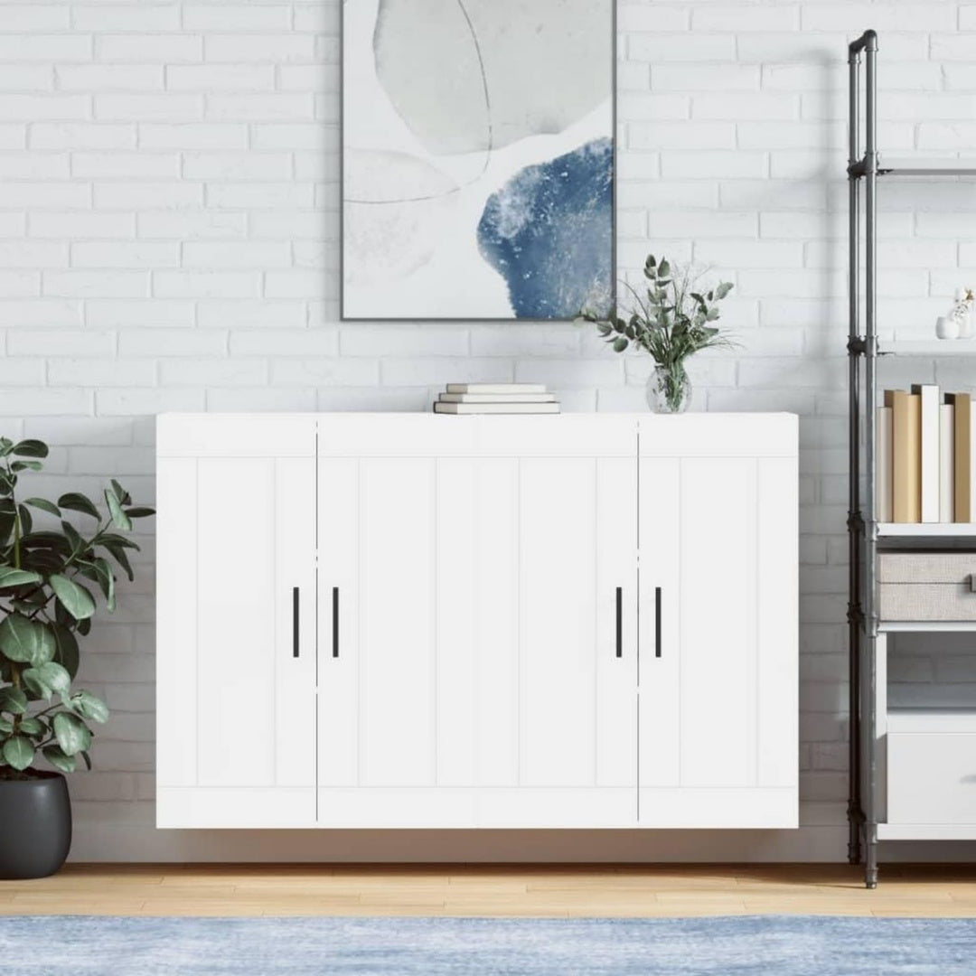Armadio Casa Giardino, Armadietti a parete 2 pz Bianco Legno Ingegnerizzato
