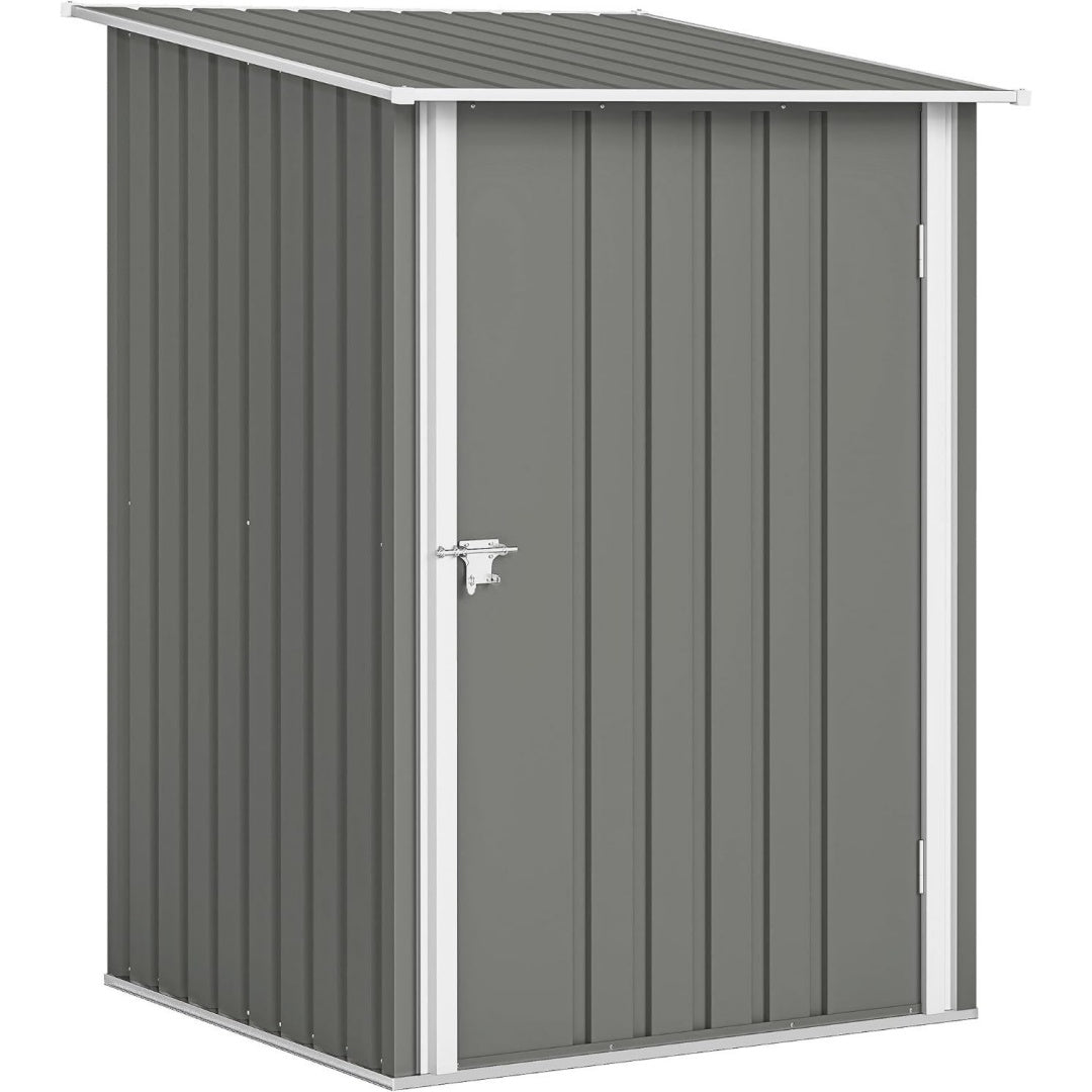 Armadio Outsunny Casetta da Giardino 0.92m2, Grigio Acciaio Zincato, Capanno Port