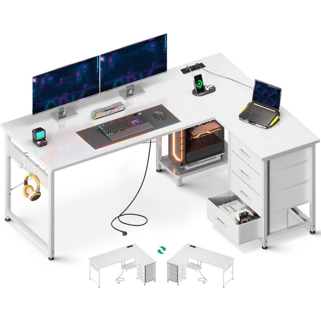 scrivanie bianco per ufficio con porta usb 2