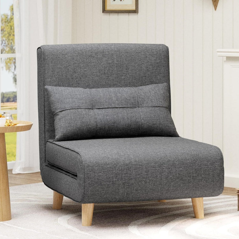 Divano letto Bealife Poltrona Letto Singolo 3 in 1, Schienale Reclinabile 5 Livelli, Cus