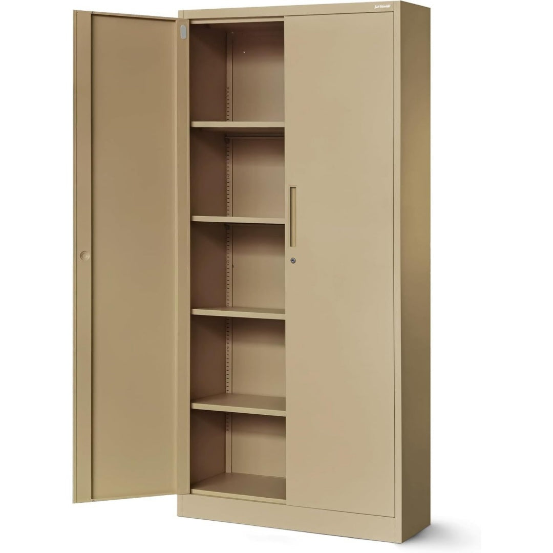 Armadio beige con struttura in acciaio
