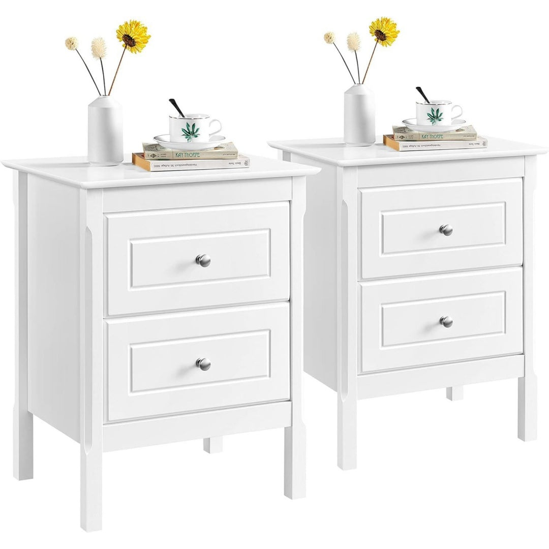 comodini bianco per letto con cassetti