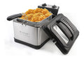 Friggitrice elettrica con comandi touch in acciaio inox rosso