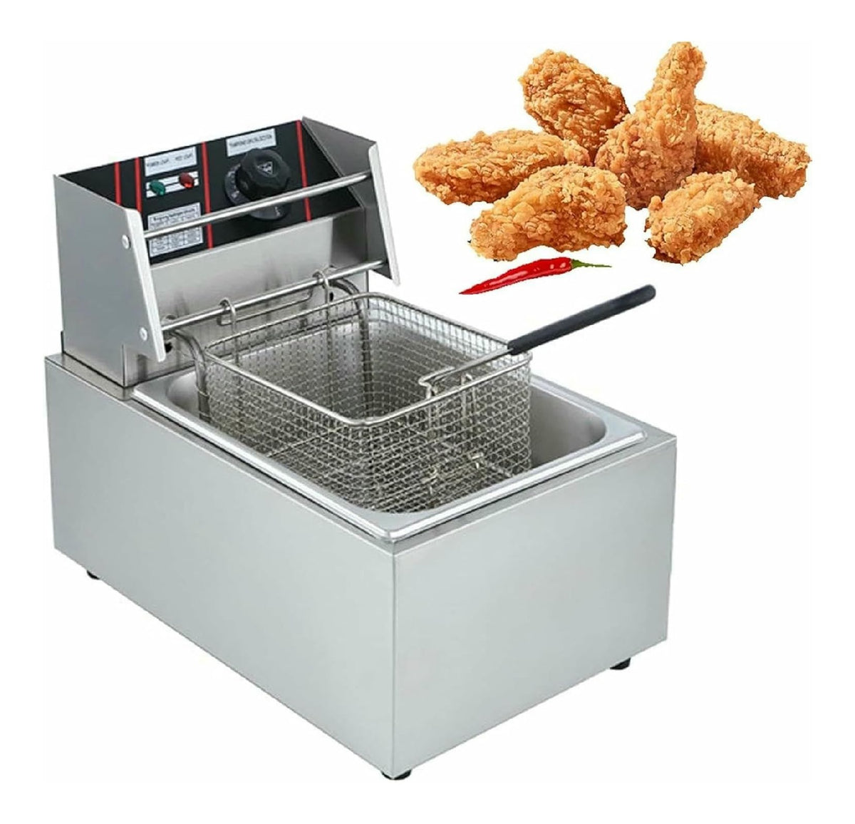 Friggitrice elettrica 5.5 L con comandi touch rosso