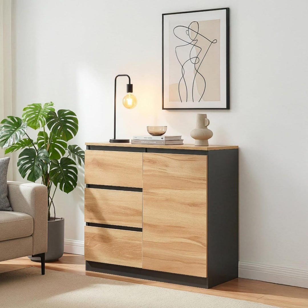 Credenze con vano contenitore nero 80 x 40 x 75 cm