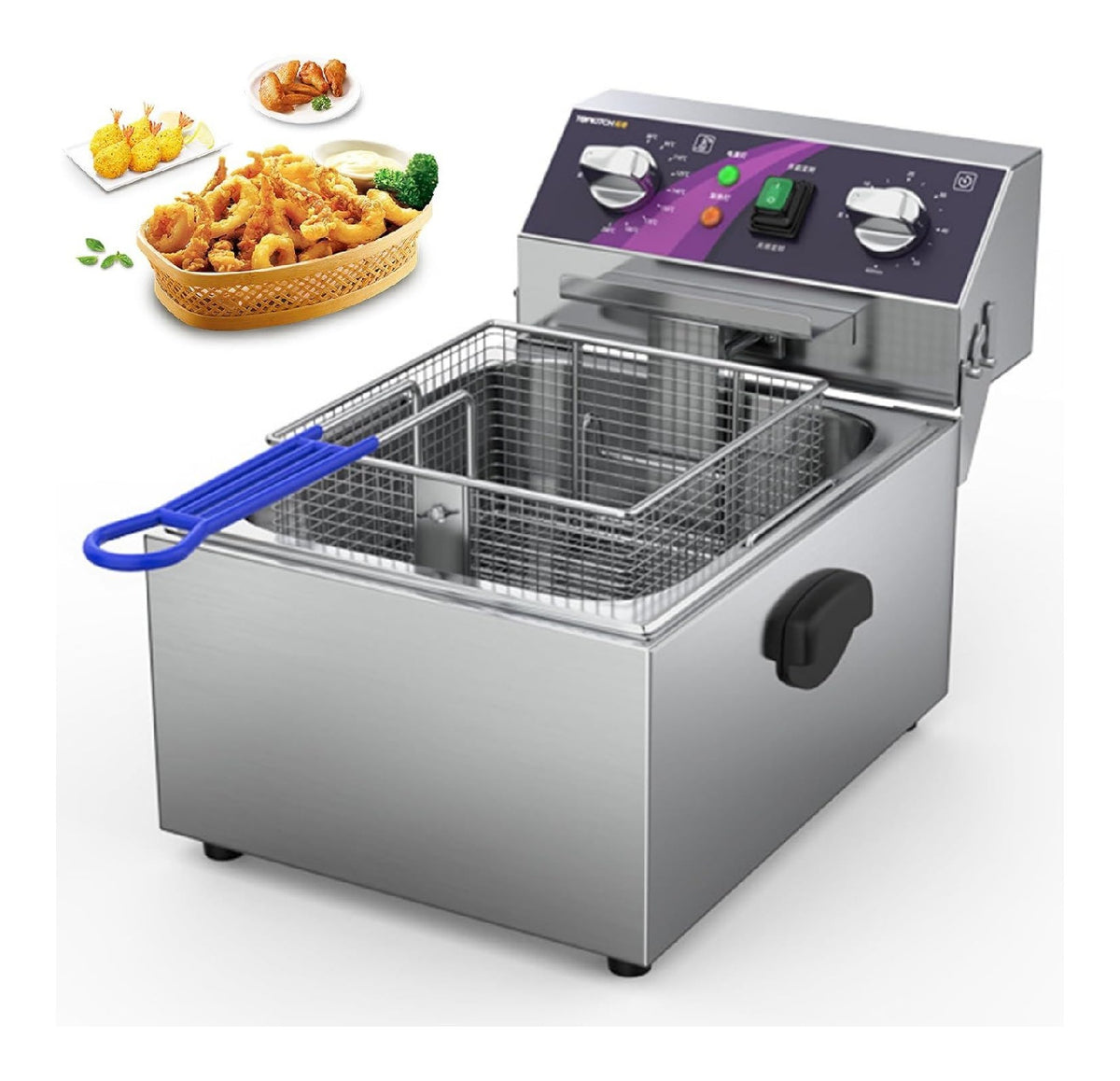 Friggitrice elettrica con timer in acciaio inox oro