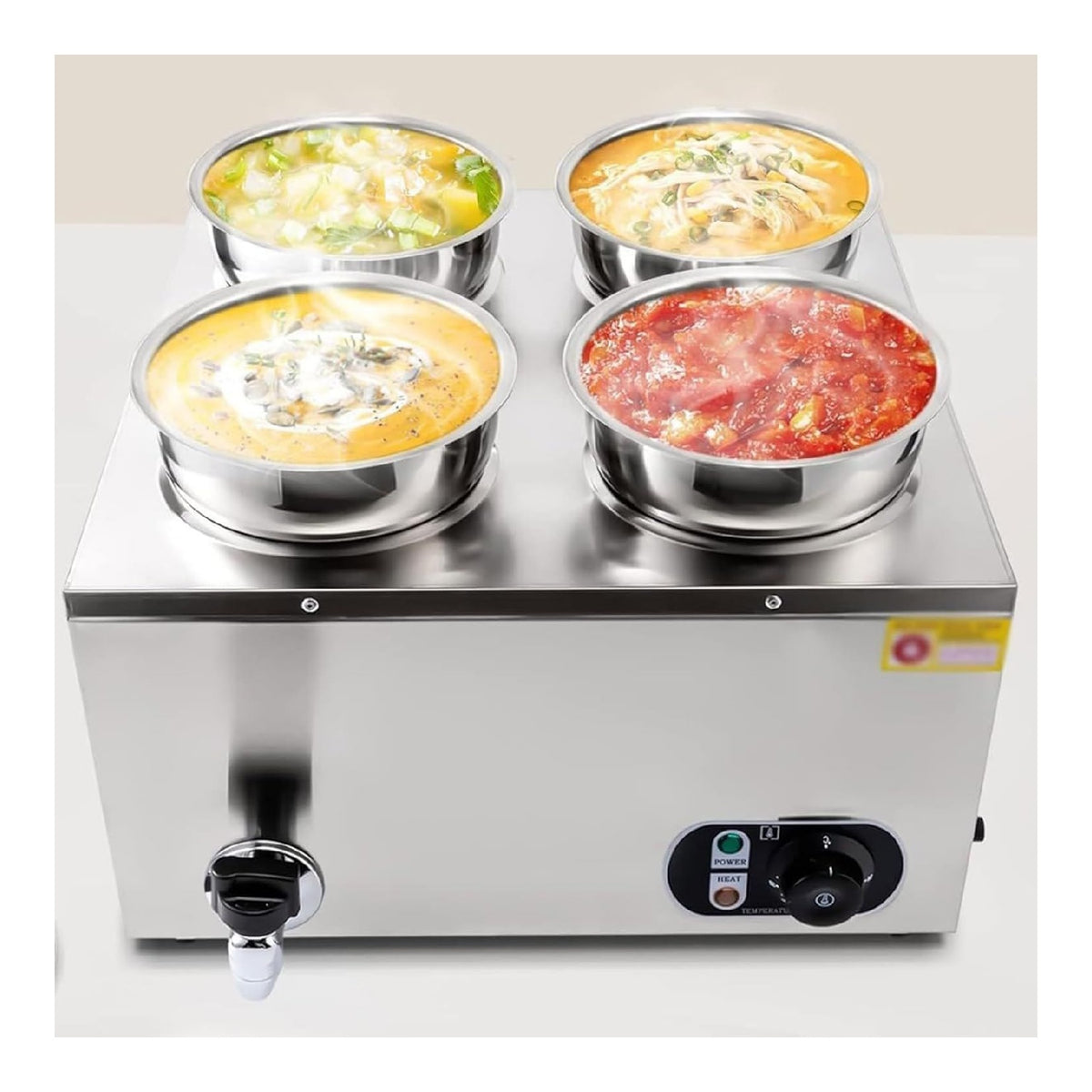 Scaldavivande temperatura regolabile in acciaio inox argento