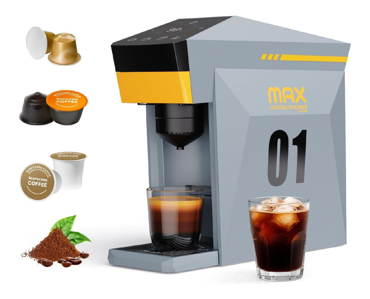Macchina espresso con comandi touch funzionamento automatico grigio