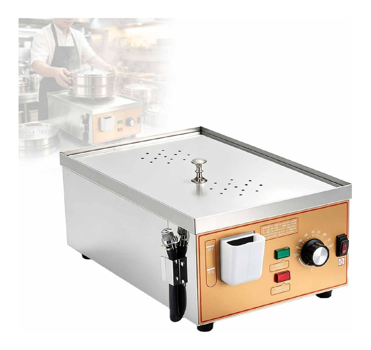 Vaporiera Professionale Per Panini, Macchina funzione vapore in acciaio inox oro