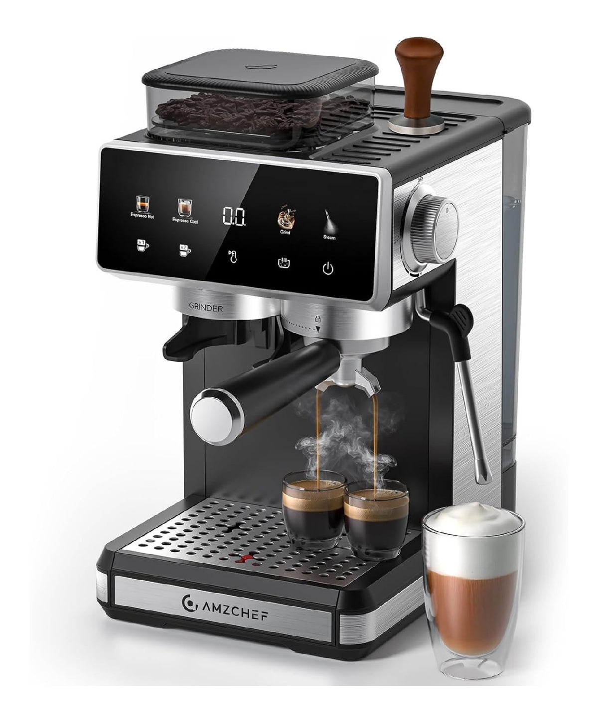 Macchina espresso con comandi touch funzione vapore crema