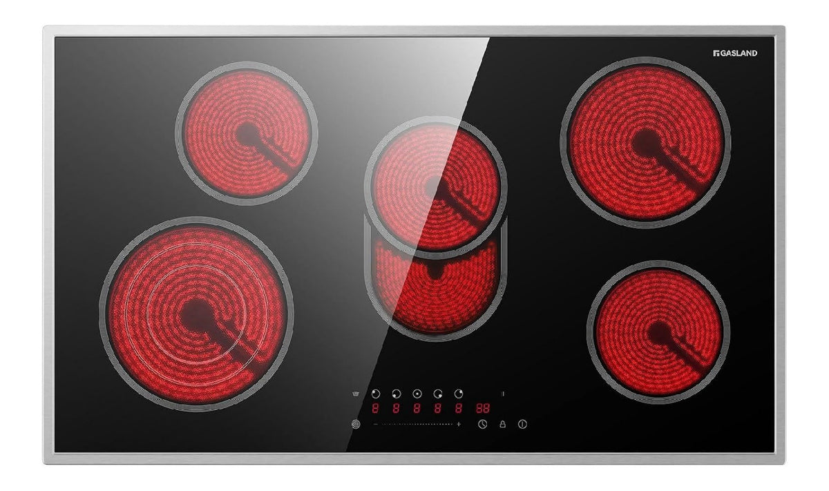 Piano cottura vetroceramica indipendente, piano con timer funzionamento automatico argento