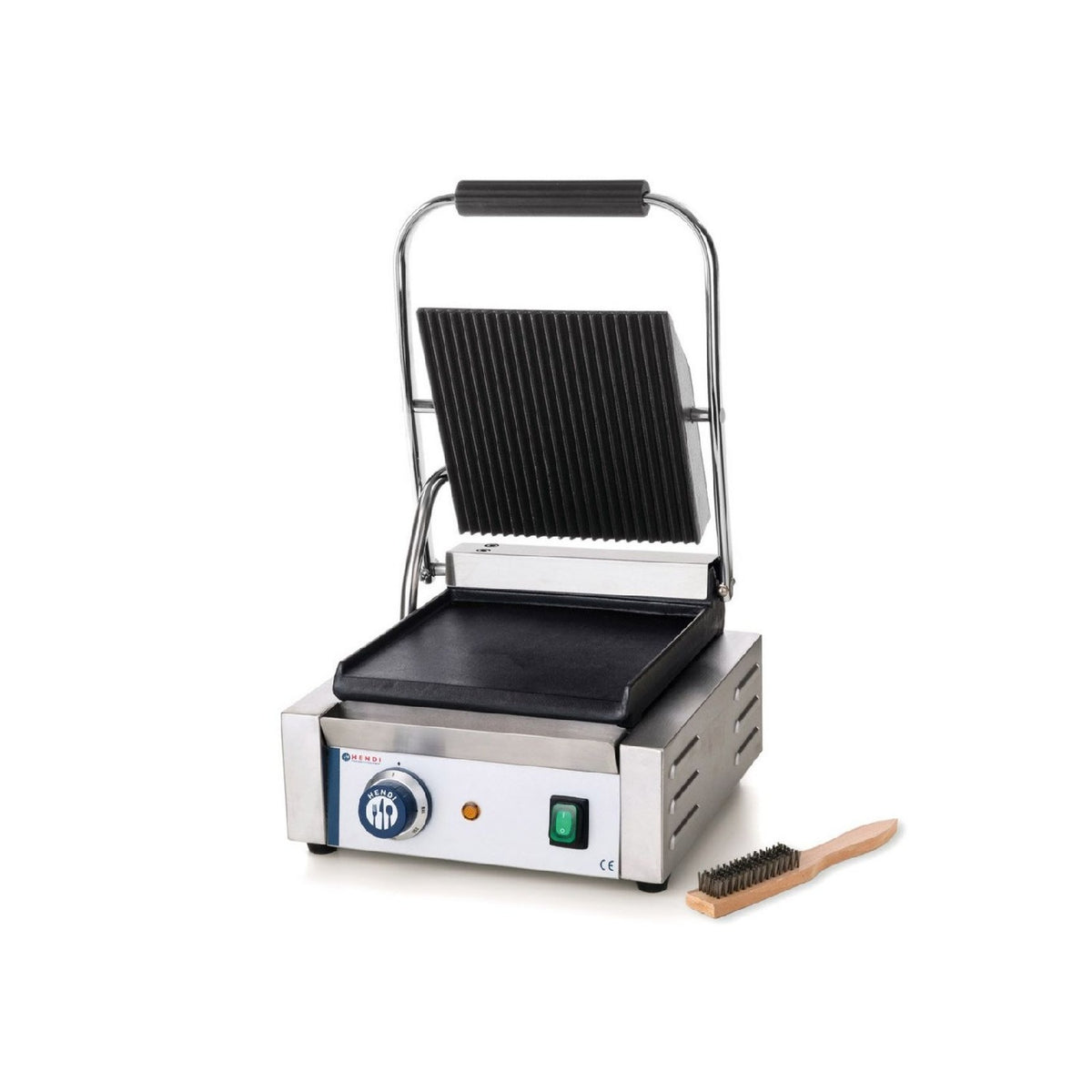 Elettrodomestico compatto HENDI Piastra Elettrica Contatto, Grill/Griglia Panini Professionale, Piastre argen