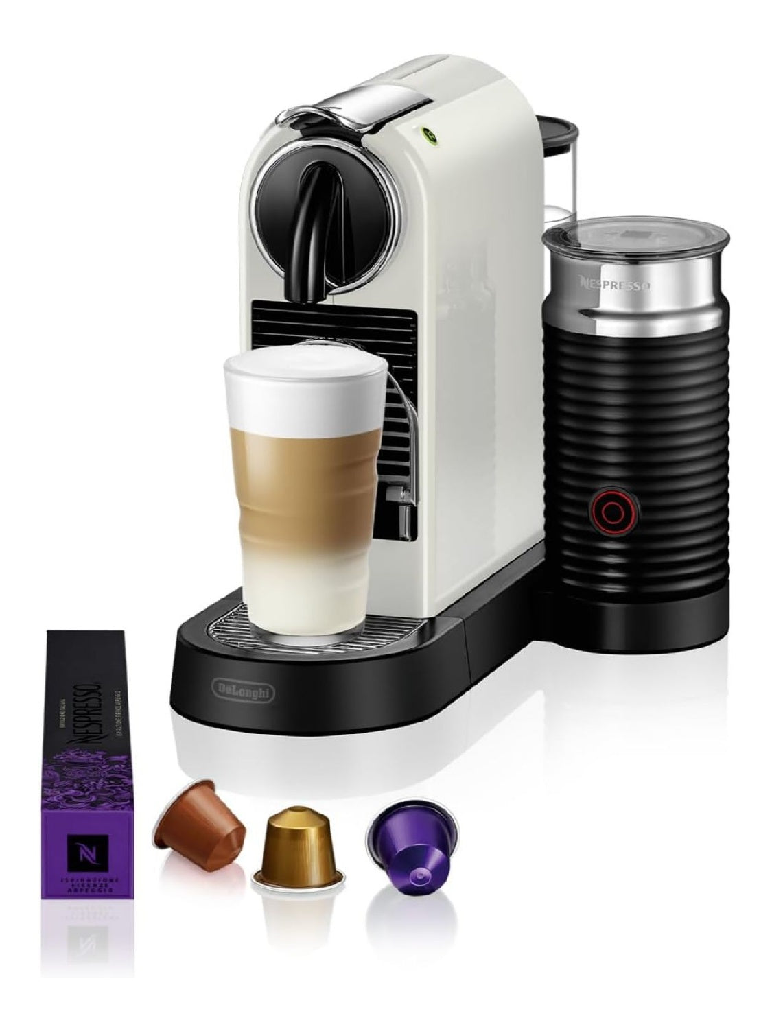 Macchina espresso con comandi touch funzionamento automatico bianco