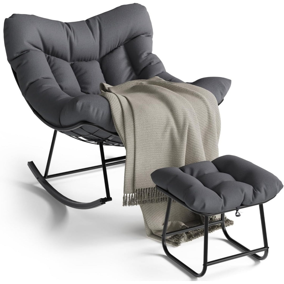 Sedia Sedia a dondolo esterno oversize forma uovo poggiapiedi - Seduta ergonomica