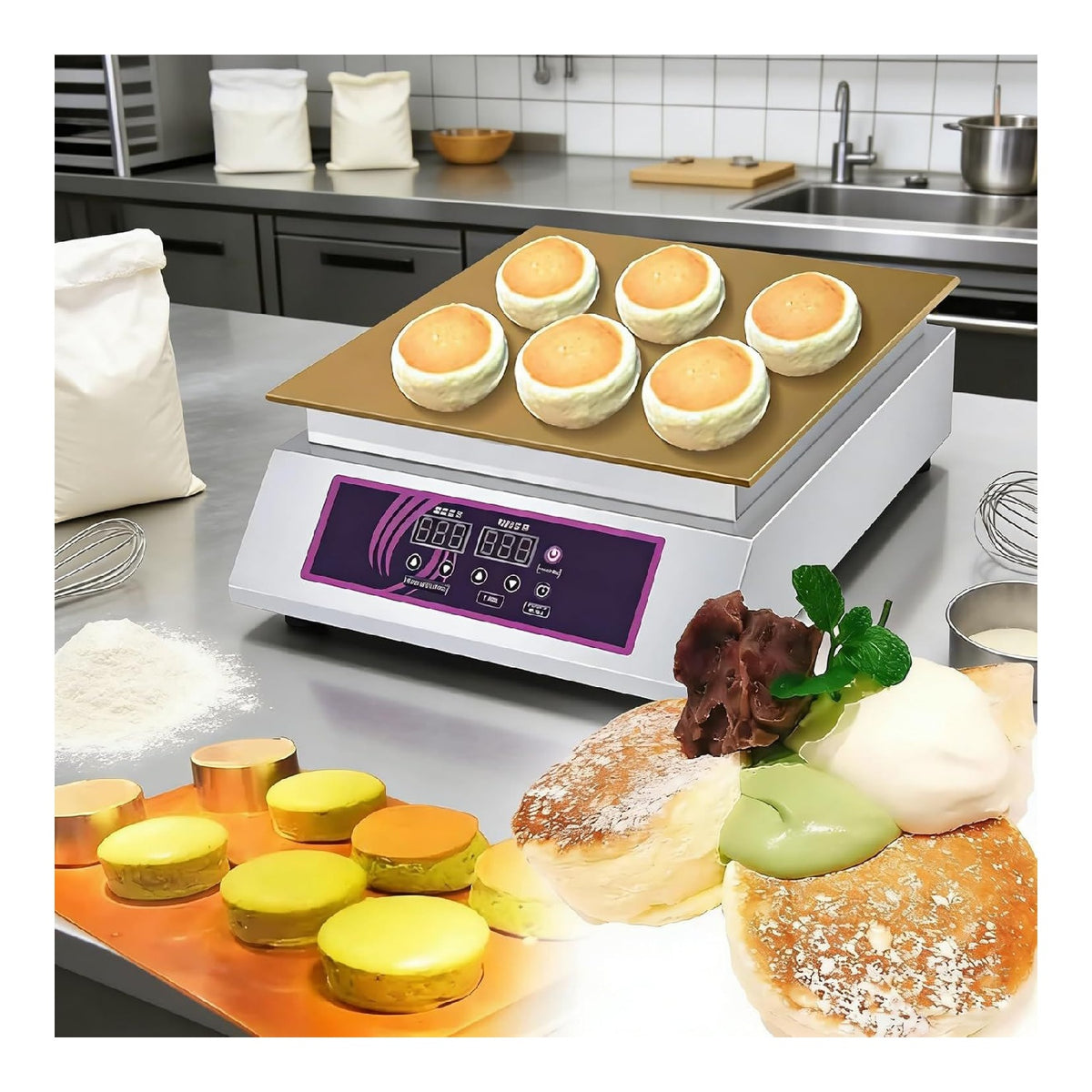 Macchina Elettrica Professionale per Pancake, digitale con timer rame