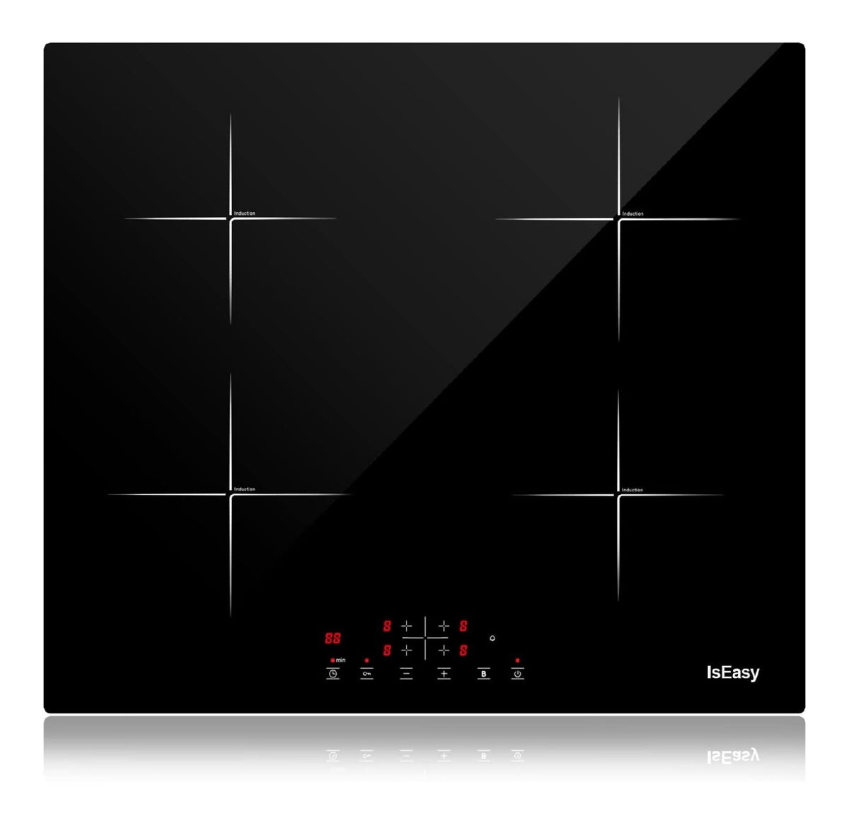 IsEasy Piastra Induzione, Piano cottura con comandi touch con timer rosso