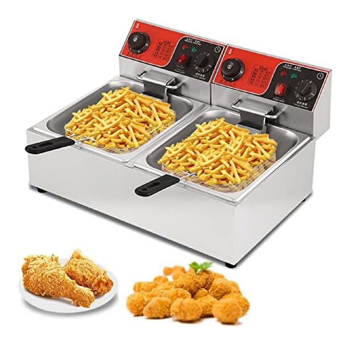 Friggitrice da cucina con timer rosso