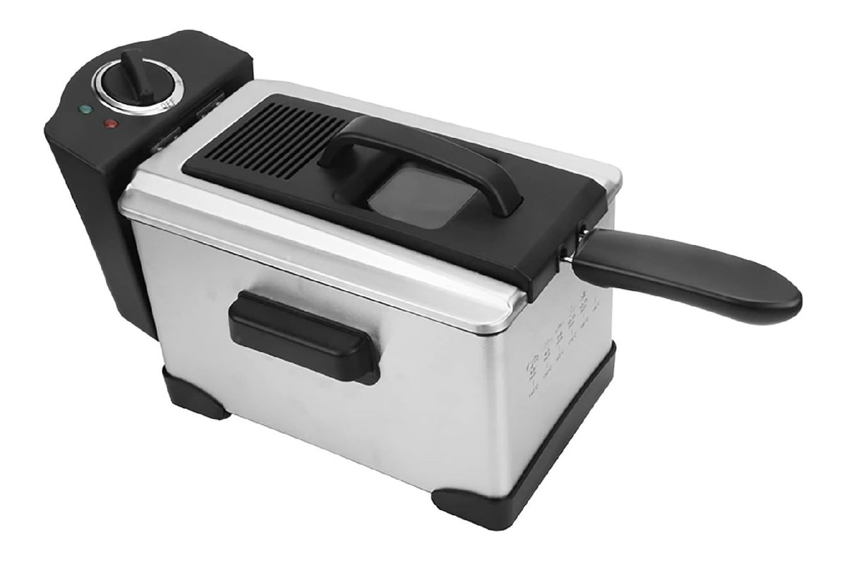 Friggitrice da cucina in acciaio inox temperatura regolabile argento